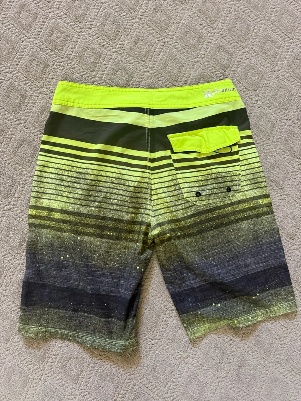 Hurley Men's Phantom Neon Yellow and Black Striped Boardshorts